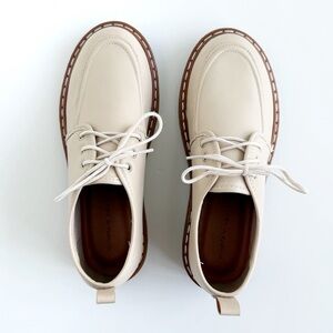 Quinta Valentina Leather Lace Up Boots in Cream